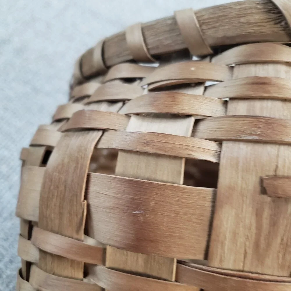 Antique Square To Round Splint Basket Bent Wood Swing Handle